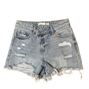 Alter'd State Crossover Distressed Denim Women Shorts Size XS